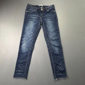 Mudd Jeans Girls 12 Blue Dark Wash Skinny Stretch Frayed Hem Y2K Denim Casual